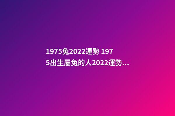 1975兔2022運勢 1975出生屬兔的人2022運勢如何 75年屬兔的2022年怎么樣，1975年生人在2022年運勢詳解-第1張-觀點-玄機派